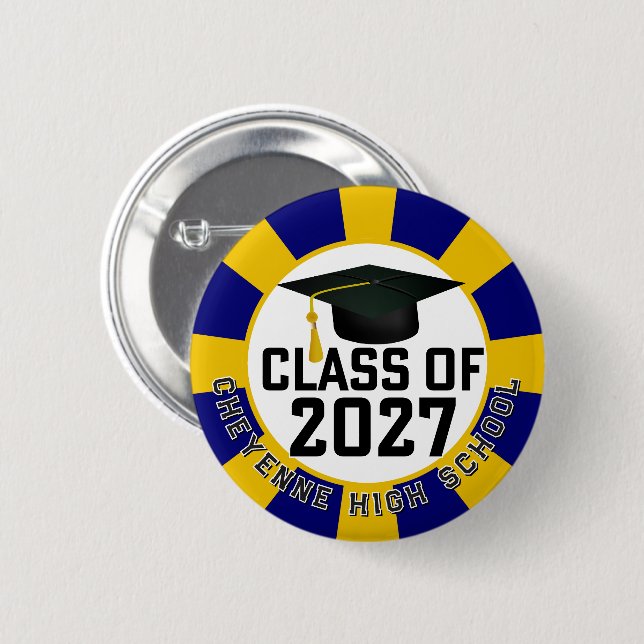 Letterman Class of 2027 Graduation 2 Inch Round Button (Front & Back)