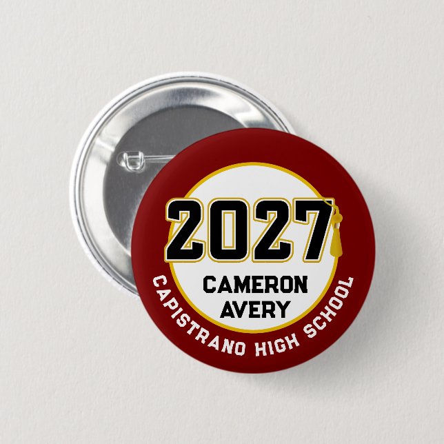 Letterman Class of 2027 Graduation 2 Inch Round Button (Front & Back)