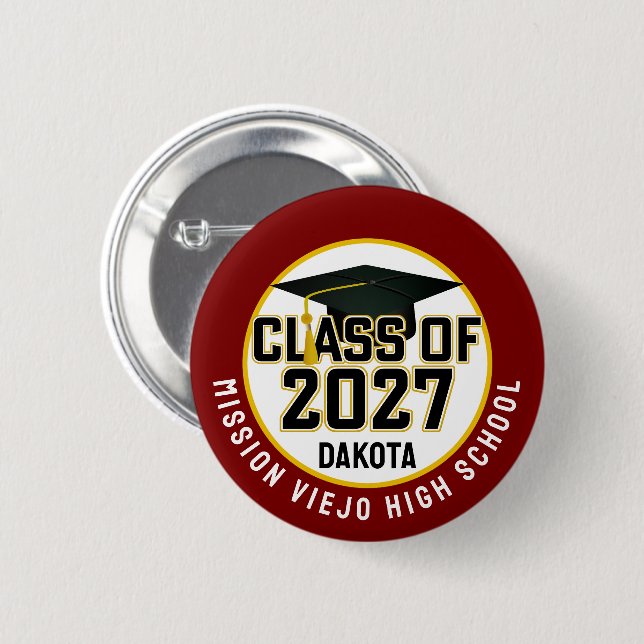 Letterman Class of 2027 Graduation 2 Inch Round Button (Front & Back)