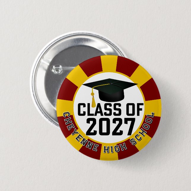 Letterman Class of 2027 Graduation 2 Inch Round Button (Front & Back)