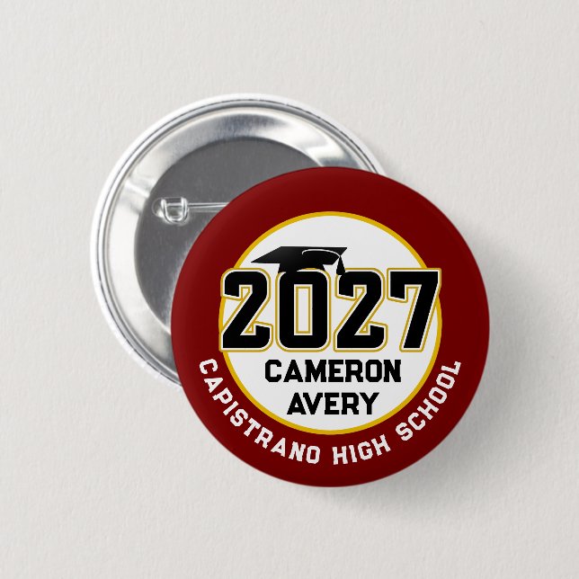 Letterman Class of 2027 Graduation 2 Inch Round Button (Front & Back)