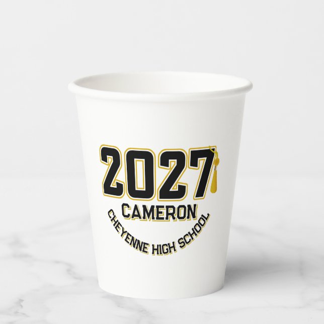 Letterman Class of 2027 Graduation Paper Cups (Front)
