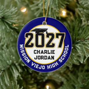 Letterman Class of 2027 Photo Graduation Ceramic Ornament