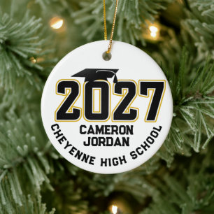 Letterman Class of 2027 Photo Graduation Ceramic Ornament