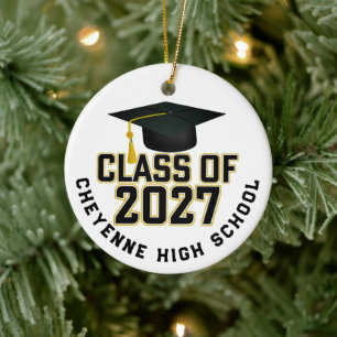 Letterman Class of 2027 Photo Graduation Ceramic Ornament