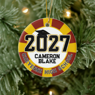 Letterman Class of 2027 Photo Graduation Ceramic Ornament