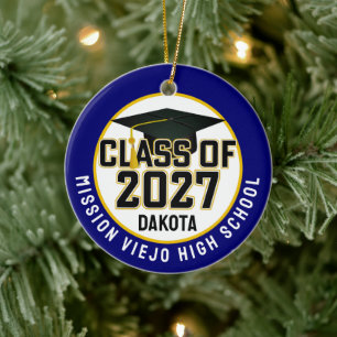 Letterman Class of 2027 Photo Graduation Ceramic Ornament