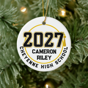Letterman Class of 2027 Photo Graduation Ceramic Ornament