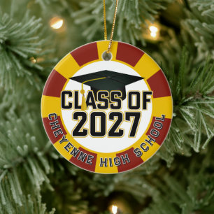 Letterman Class of 2027 Photo Graduation Ceramic Ornament
