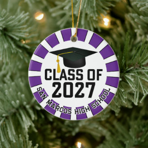 Letterman Class of 2027 Photo Graduation Ceramic Ornament