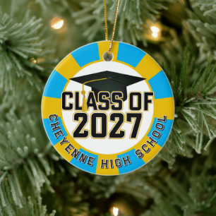 Letterman Class of 2027 Photo Graduation Ceramic Ornament