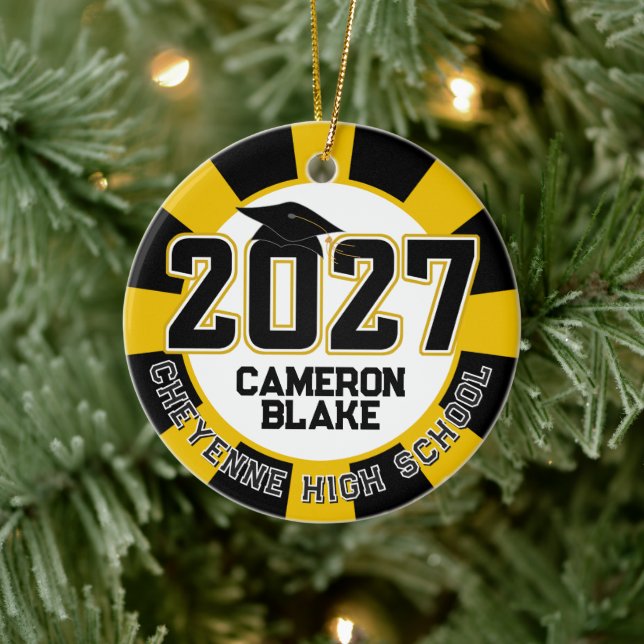 Letterman Class of 2027 Photo Graduation Ceramic Ornament (Tree)