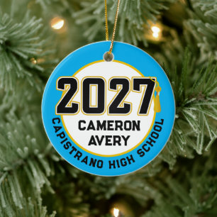 Letterman Class of 2027 Photo Graduation Ceramic Ornament