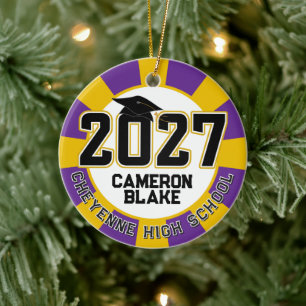 Letterman Class of 2027 Photo Graduation Ceramic Ornament