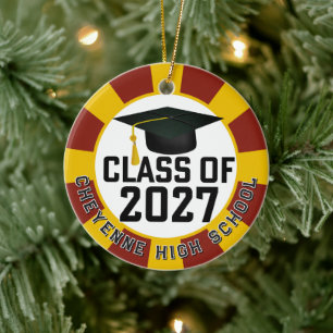 Letterman Class of 2027 Photo Graduation Ceramic Ornament