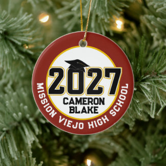 Letterman Class of 2027 Photo Graduation Ceramic Ornament