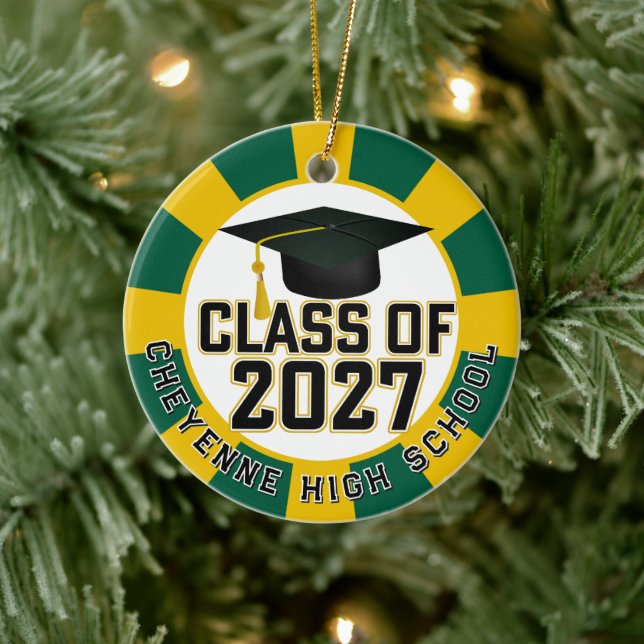 Letterman Class of 2027 Photo Graduation Ceramic Ornament (Tree)