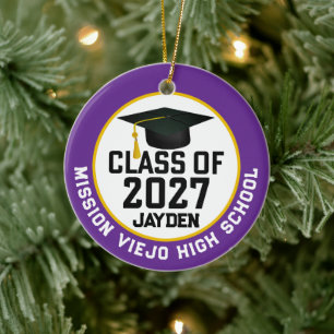 Letterman Class of 2027 Photo Graduation Ceramic Ornament