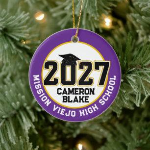 Letterman Class of 2027 Photo Graduation Ceramic Ornament