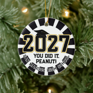 Letterman Class of 2027 Photo Graduation Ceramic Ornament