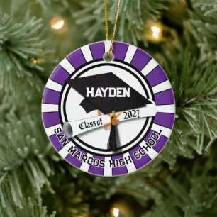 Letterman Class of 2027 Photo Graduation Ceramic Ornament