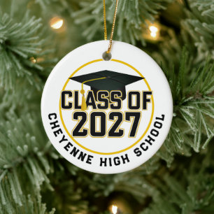 Letterman Class of 2027 Photo Graduation Ceramic Ornament