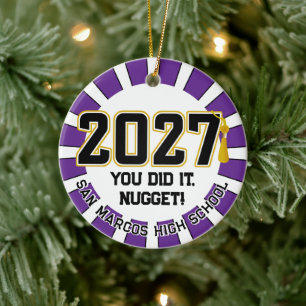 Letterman Class of 2027 Photo Graduation Ceramic Ornament