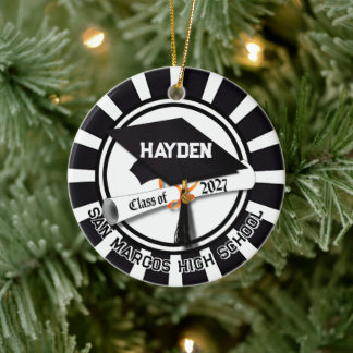 Letterman Class of 2027 Photo Graduation Ceramic Ornament