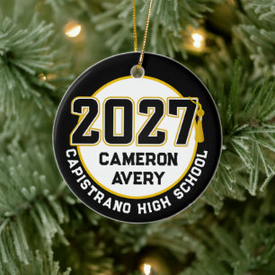 Letterman Class of 2027 Photo Graduation Ceramic Ornament