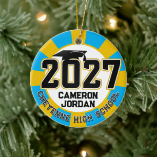 Letterman Class of 2027 Photo Graduation Ceramic Ornament