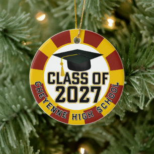 Letterman Class of 2027 Photo Graduation Ceramic Ornament