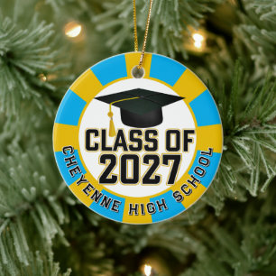 Letterman Class of 2027 Photo Graduation Ceramic Ornament