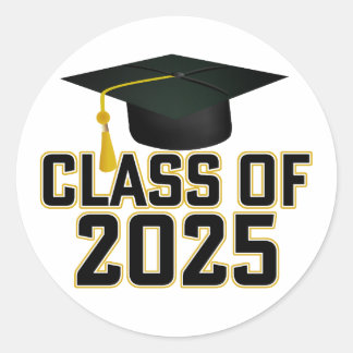 Letterman Gold Class of 2025 Graduation Classic Round Sticker