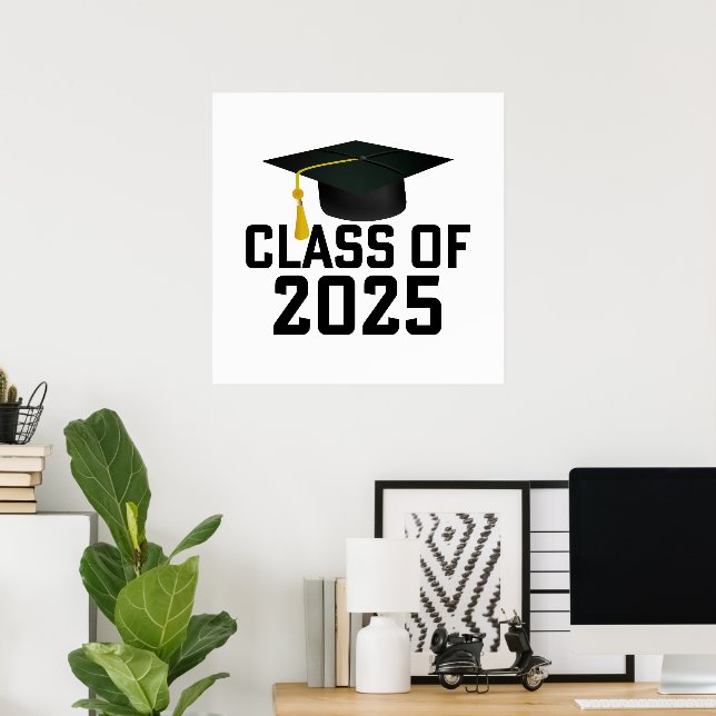 Letterman Grad Cap Class of 2025 Poster (Home Office)