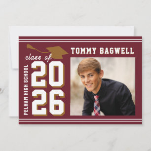 LETTERMAN GRAD MAROON Announcement & Invitation