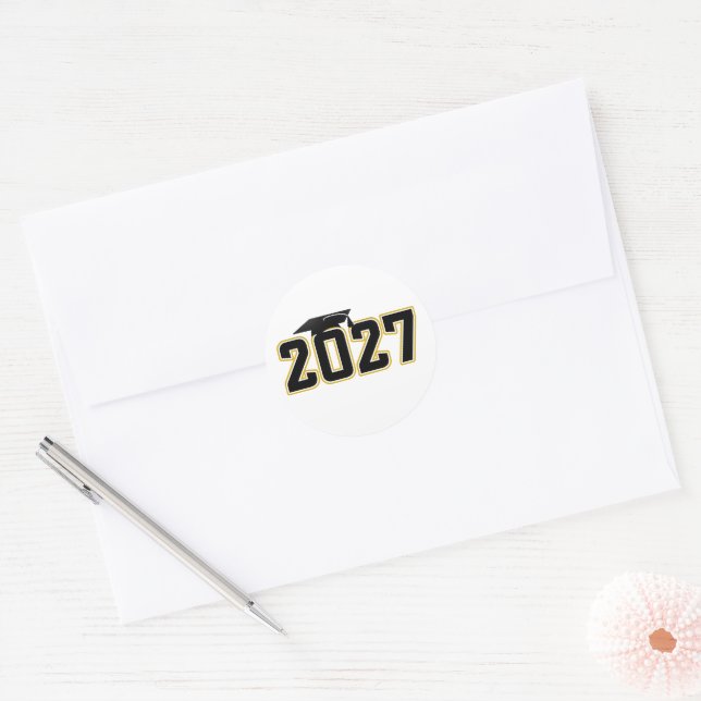 Lettermen Class of 2027 Graduation Classic Round Sticker (Envelope)