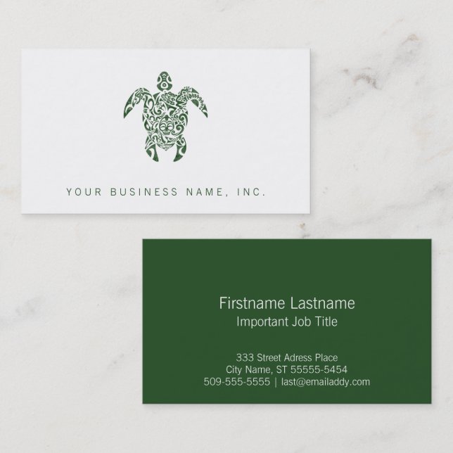 Letterpress Carte de visite de tortue de style tri (Devant / Derrière)
