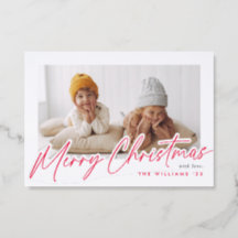 Letterpress Modern Merry Christmas Script Holiday