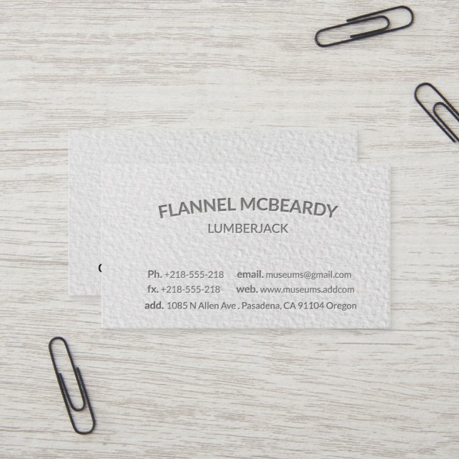 Letterpress Modern Professional White Business Card (Front/Back In Situ)