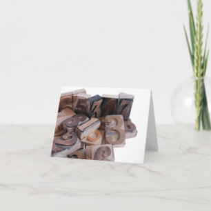 letterpress numbers in wood note card