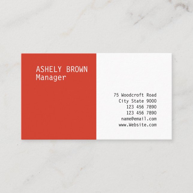 Letterpress Red Professional Modern Business Card (Front)