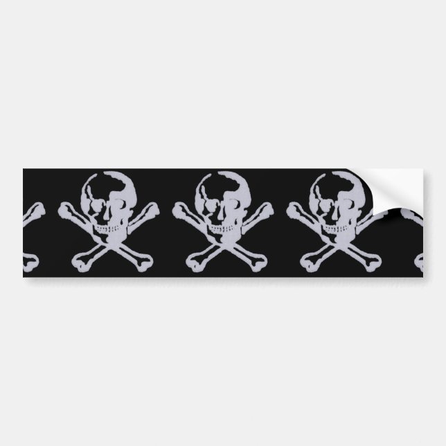 Letterpress Style Jolly Roger Bumper Sticker (Front)