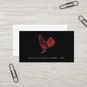 Letterpress Style Red Rooster Business Card