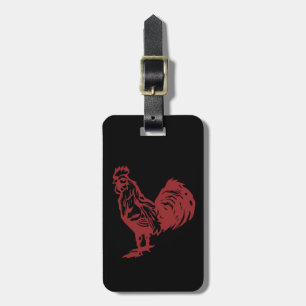 Letterpress Style Red Rooster Luggage Tag