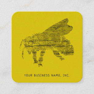 Letterpress Style Retro Distressed Bee Square Business Card