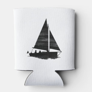 Letterpress Style Sailboat Can Cooler