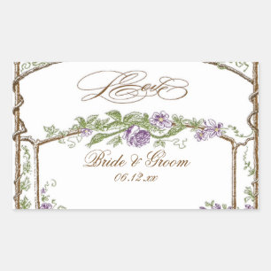 Letterpress Style Vintage Faux Bois Trellis Purple Sticker
