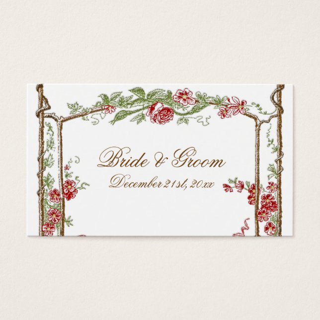 Letterpress Style Vintage Faux Bois Trellis - Red (Front)