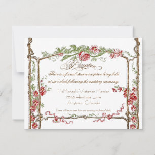 Letterpress Style Vintage Faux Bois Trellis - Red Invitation
