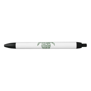 Letterpress Tribal Style Turtle Black Ink Pen
